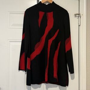 Black and Red Long Sleeve Sweater